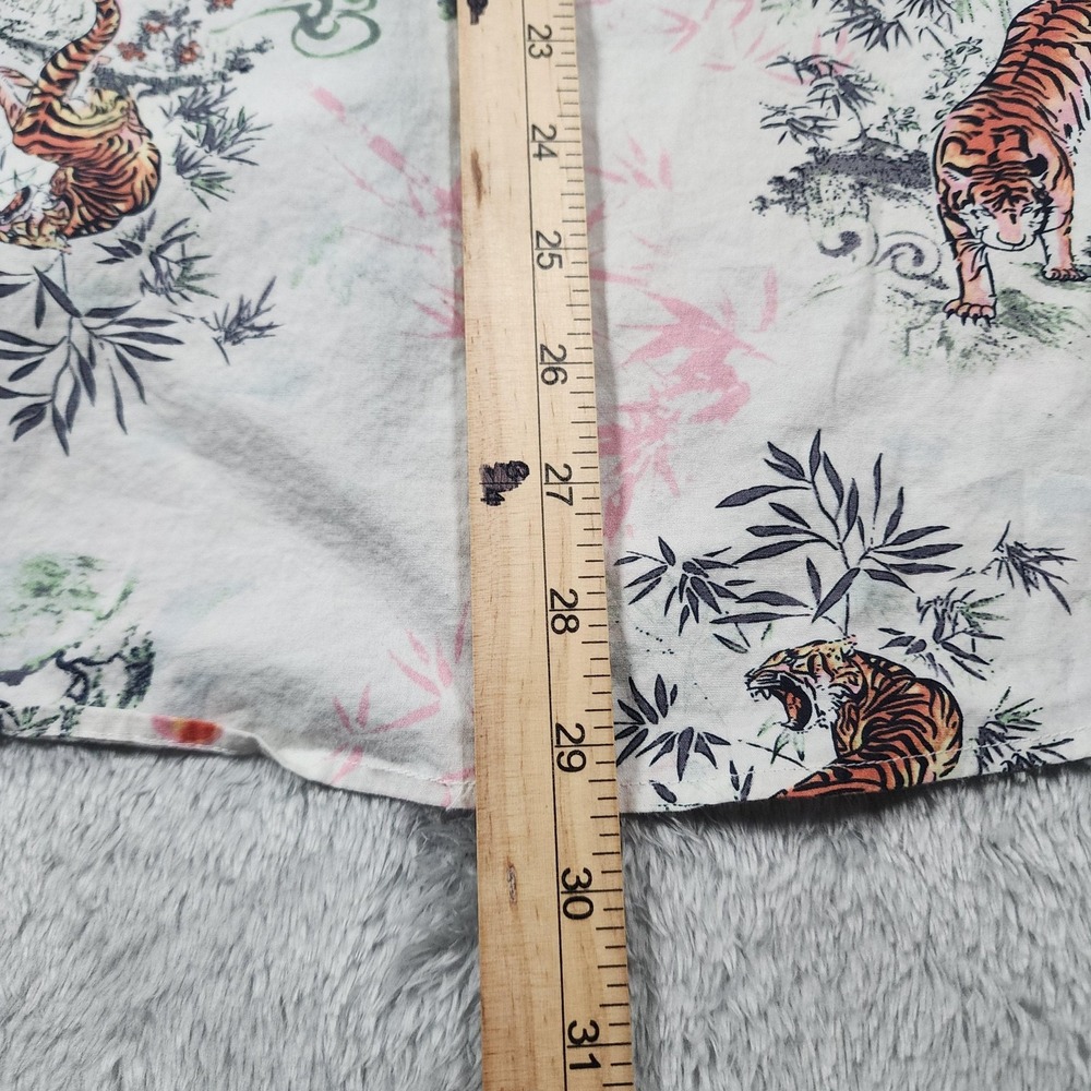 7Diamonds Shirt Mens XL White Wild Thoughts Pagoda Tiger Print Hawaiian - Picture 11 of 12